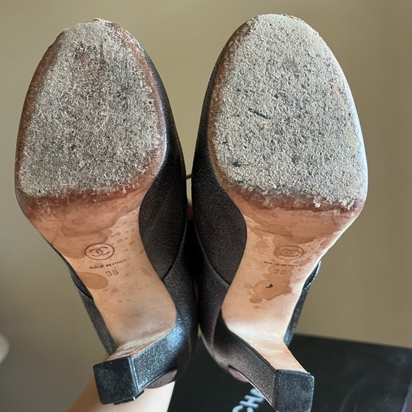 CHANEL lace up khaki booties heels - Picture 8 of 8